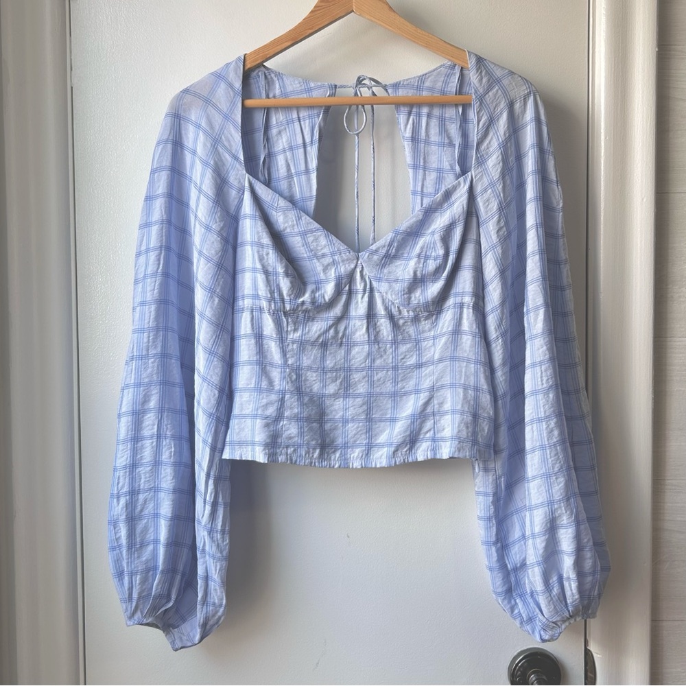 & Other Stories Puff Sleeved Blouse Blue